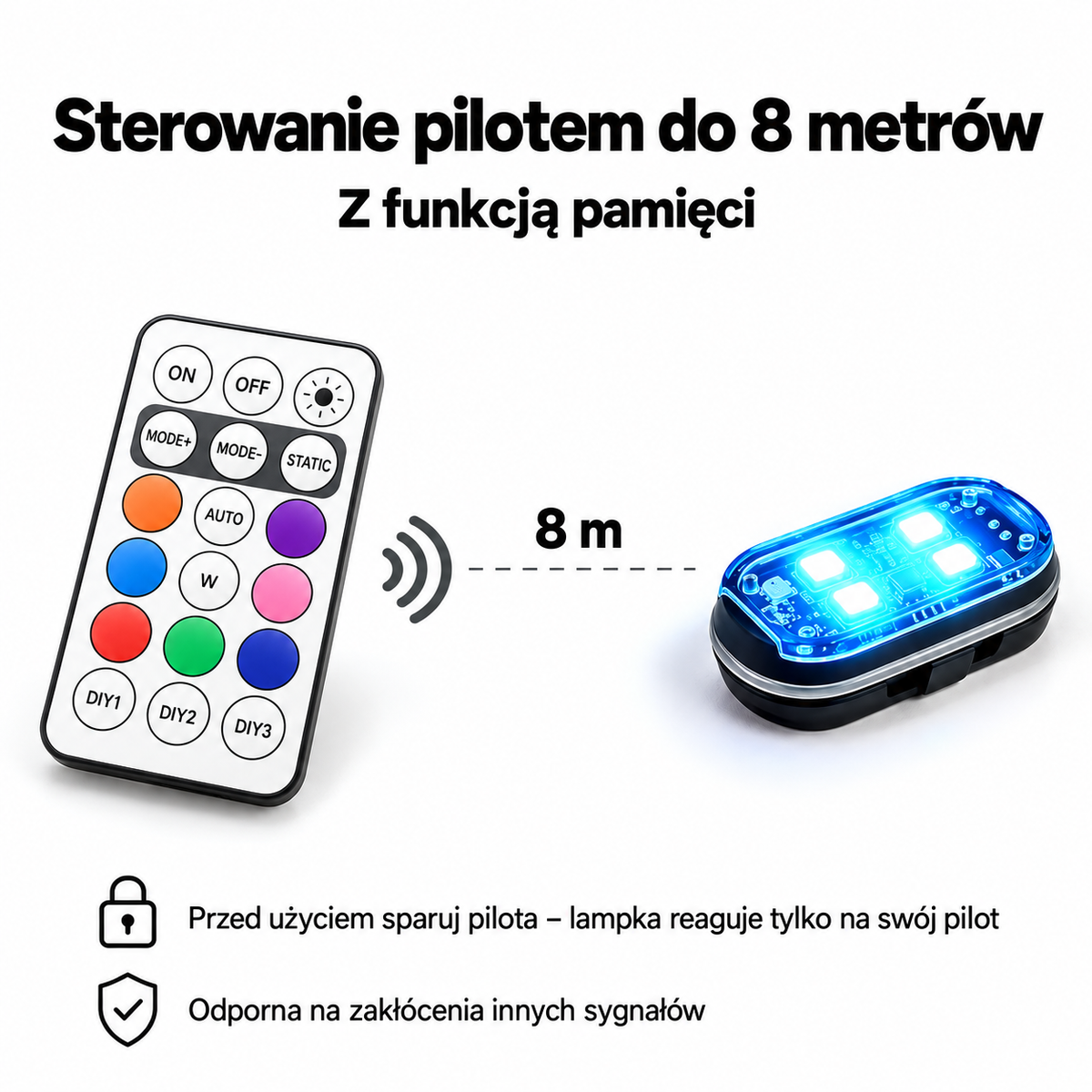 Bezprzewodowe lampki do auta